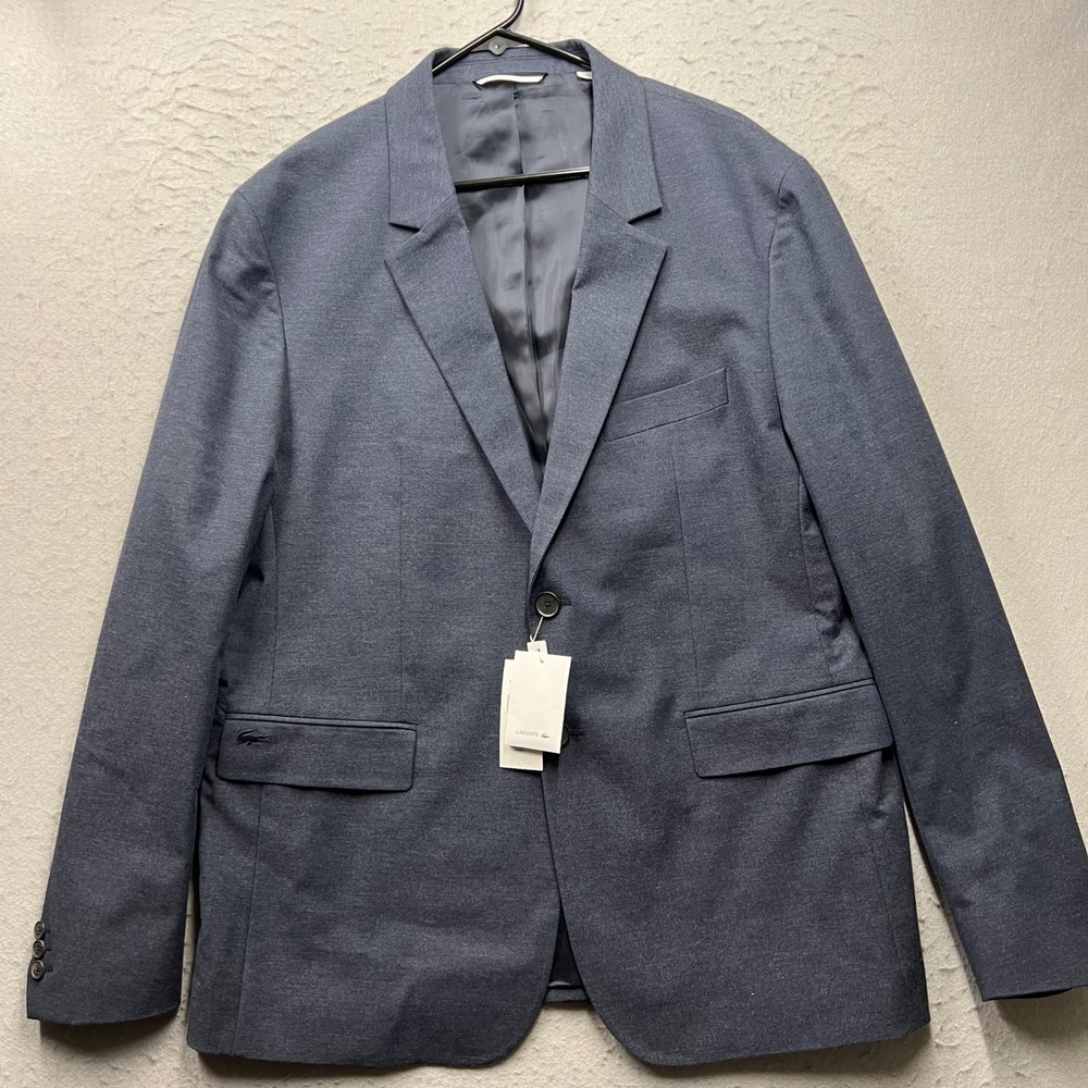 Lacoste Mens Blazer Sport Coat Blue Grey VH9194 US 3XL FR 58 New With Tags
